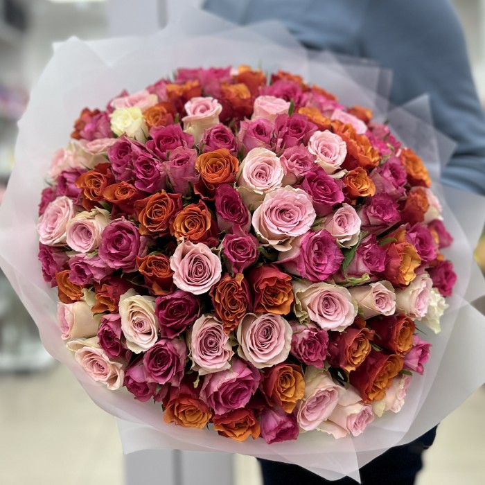 101 роза жаркий микс